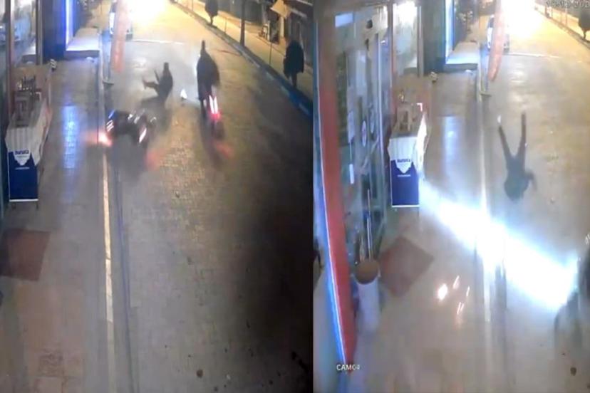 Kamera kaydında görülen motosiklet kaza anı