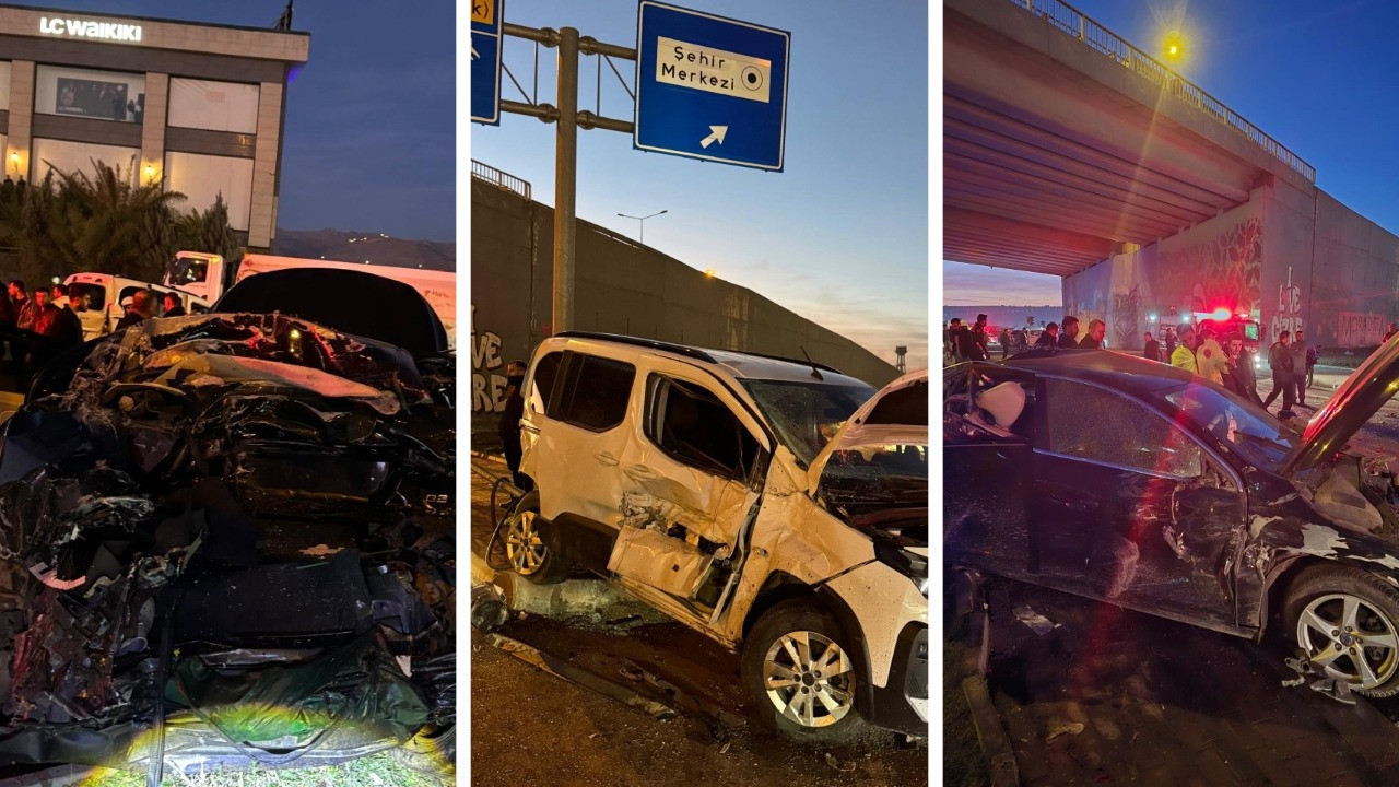 Kavşaktaki 6 araca çarpan vinç, 7 kişiyi yaraladı.
