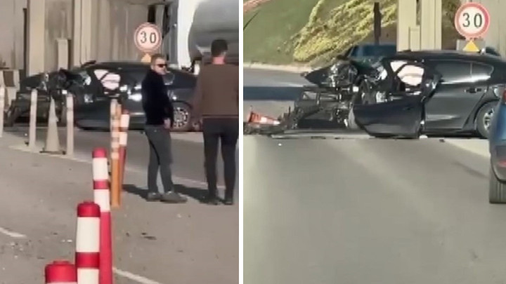 TEM Otoyolu'nda korkunç bir kaza: Araç, gişenin beton bariyerine çarptı! Anne ve oğul öldü.