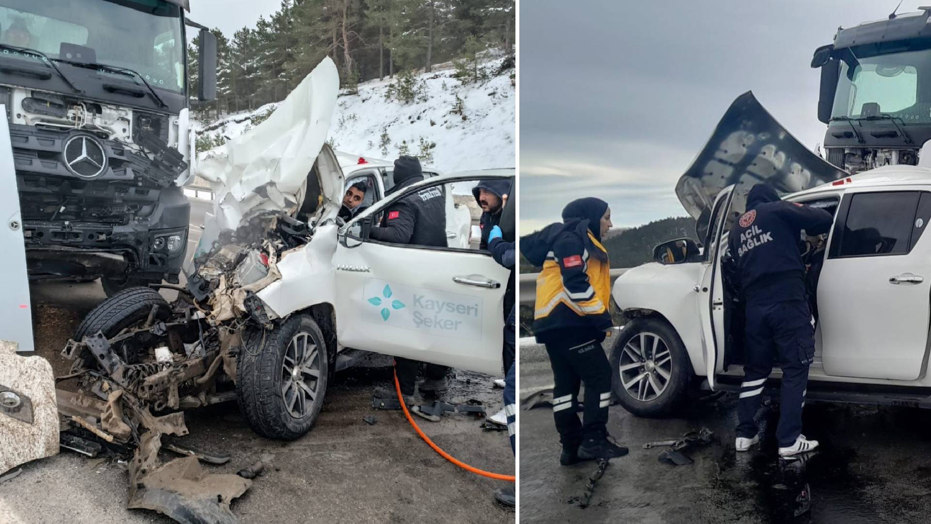 Tokat-Sivas karayolunda feci kaza: Kamyonet ve kamyon çarpıştı, bir ölü ve iki yaralı var.