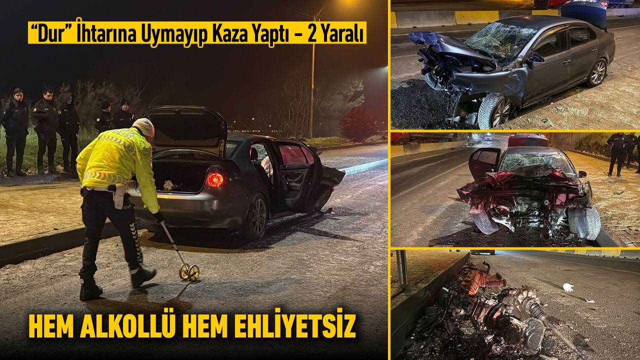 Karabük'te alkollü ve ehliyetsiz sürücü polisten kaçtı ve kaza yaptı.