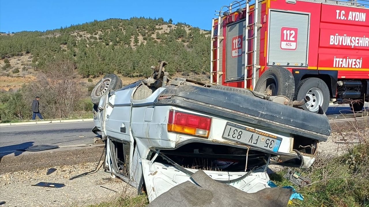 Aydın'da trafik kazasında 5 kişi araç devrilerek yaralandı.