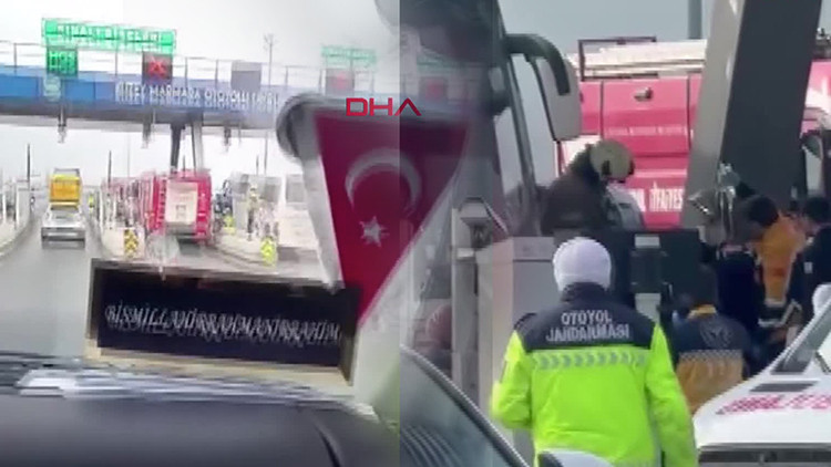 İstanbul'da gişede otomobil ile otobüs kaza yaptı: Yaralılar bulunuyor.