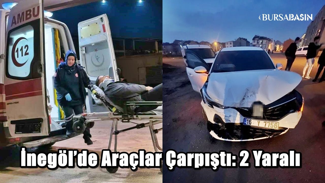 İnegöl'de sokakta kaza meydana geldi; 2 sürücü yaralandı.