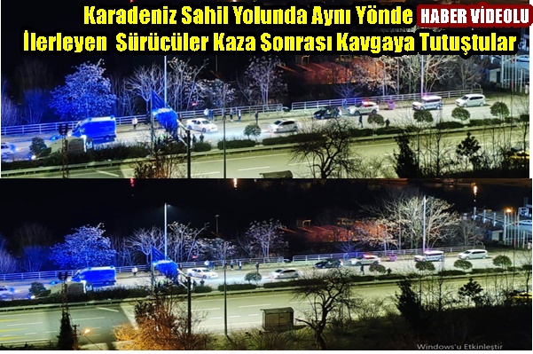 Karadeniz Sahil Yolunda Aynı Yönde Giden Araç Sürücüleri Kaza Sonrası Tartıştılar.