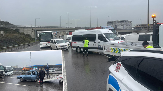 Başakşehir'de TIR, otomobile arkadan çarptı: 2 şerit trafiğe kapatıldı