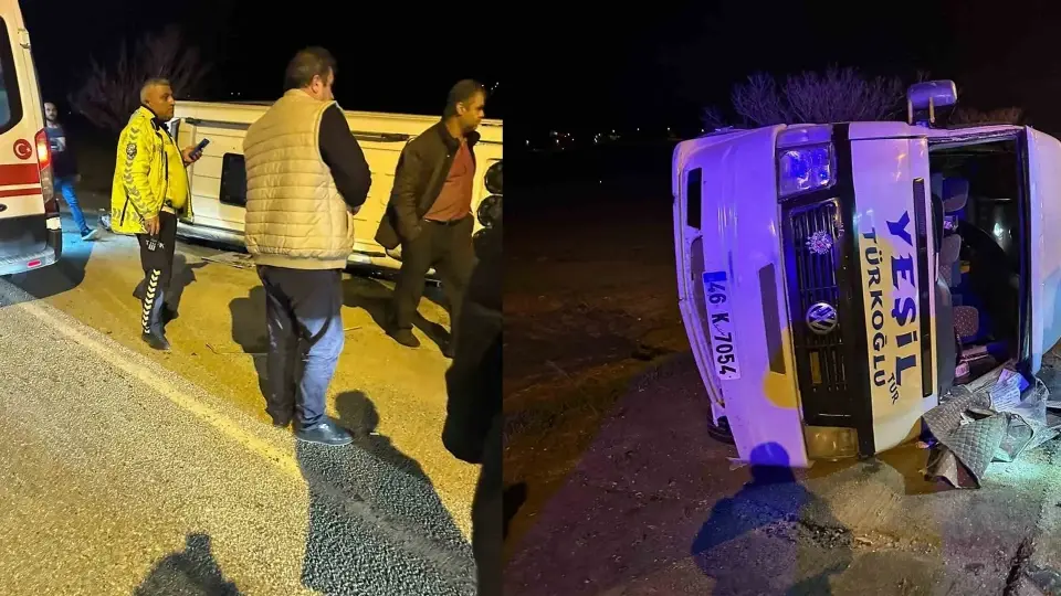 Kahramanmaraş Türkoğlu’nda minibüs kazası: Devrilen araçta 10 kişi yaralandı