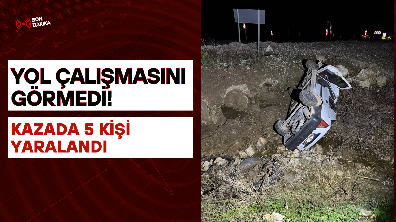 Yol çalışmasını görmedi, kaza yaptı!