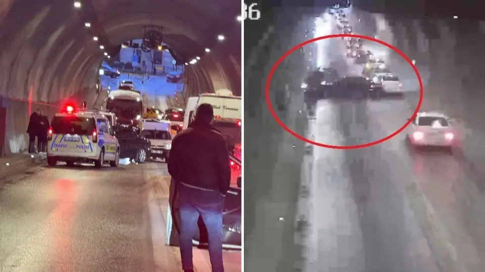 Ferhat Tüneli’nde feci kaza: Otomobiller kafa kafaya çarpıştı | YEREL HABERLER