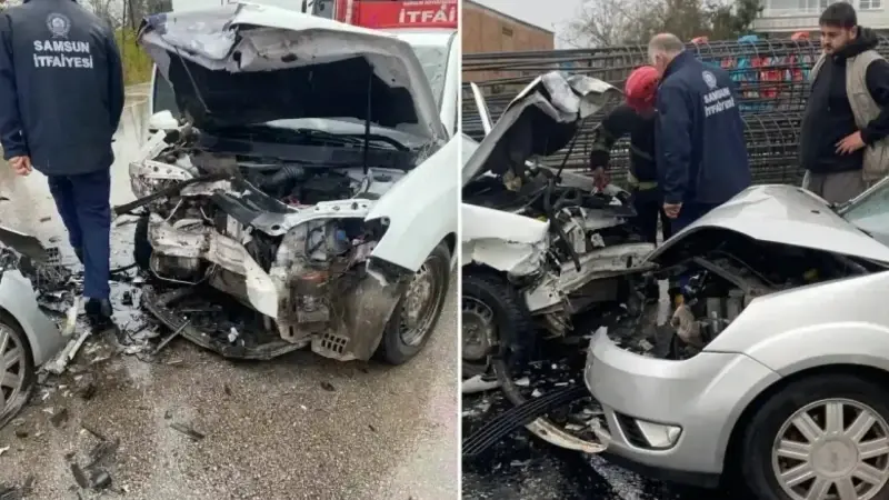Samsun'da meydana gelen kazaya 6 araç karıştı