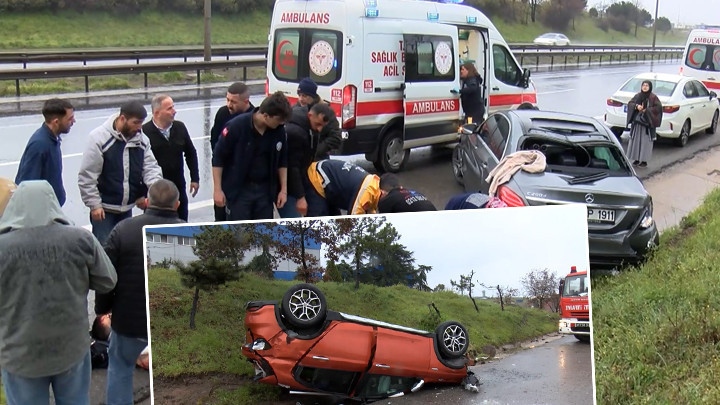 Kaza yapan otomobile başka araç çarptı: 2 si çocuk 7 yaralı