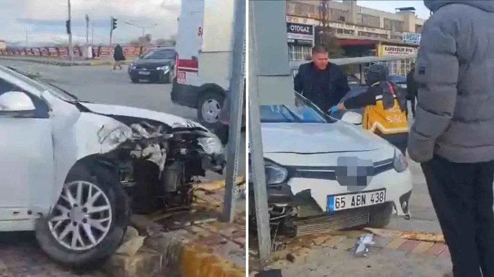 Van Erciş trafik kazası refüje çarpan otomobilde bir kişi yaralandı