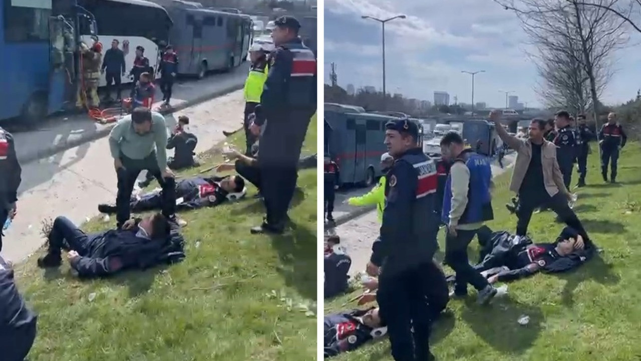 Cezaevi araçları TEM'de kaza yaptı: Yaralılar var