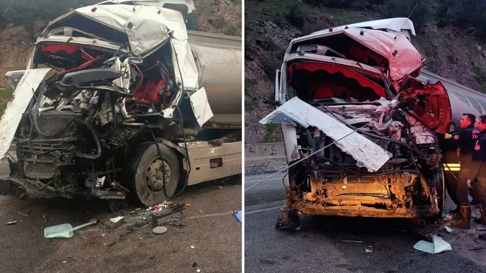 Gaziantep Nurdağı'nda korkunç kaza: İki tanker kafa kafaya çarpıştı