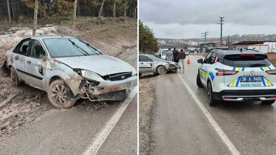 Eskişehir'de feci kaza kamerada: Kontrolden çıkan otomobil yol kenarına böyle savruldu | YEREL HABERLER