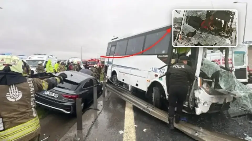 Kuzey Marmara Otoyolu'nda polisleri taşıyan servis kaza yaptı