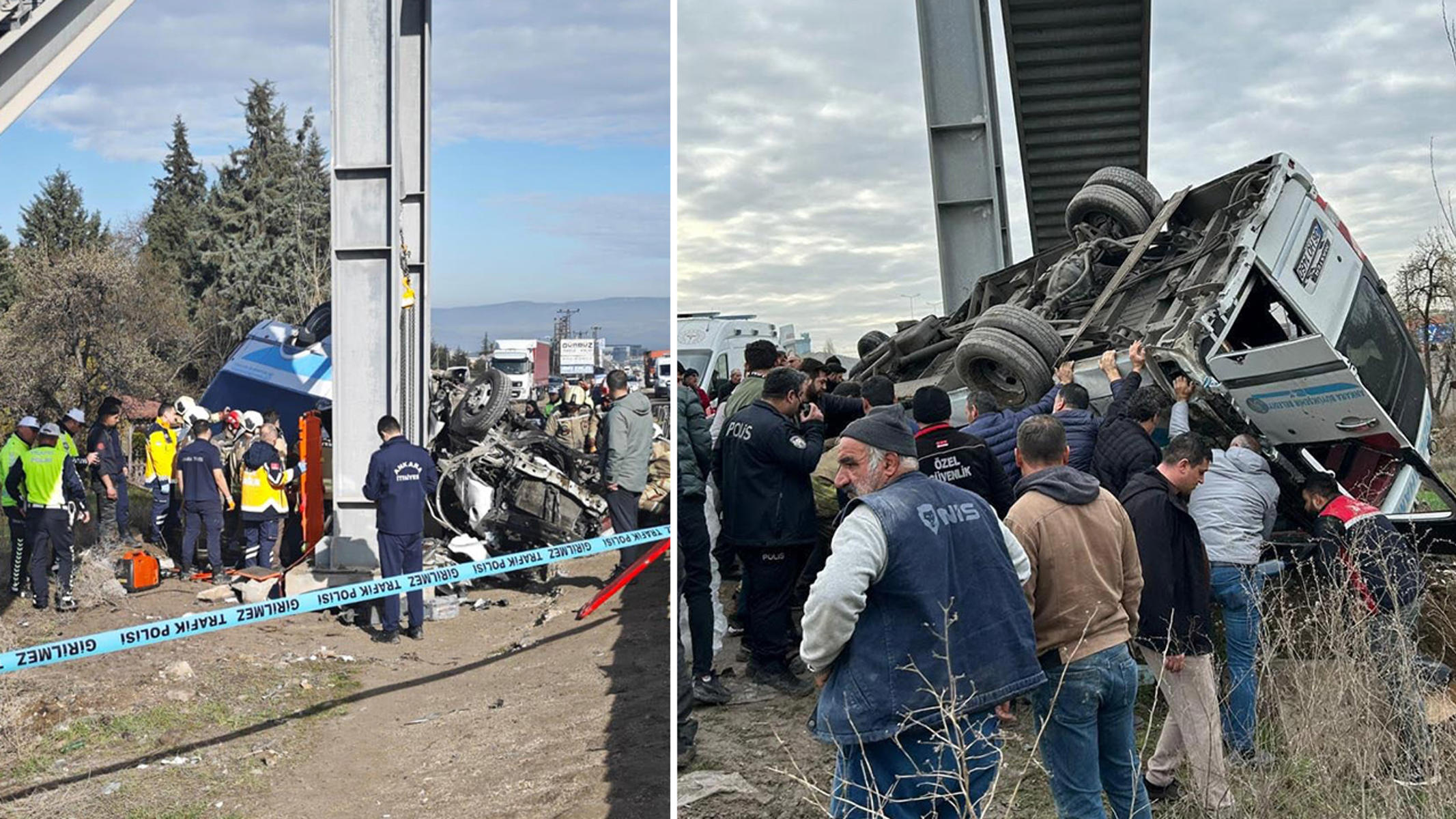 Ankara'da halk otobüsü üst geçide çarptı. Dört ölü, 13 yaralı