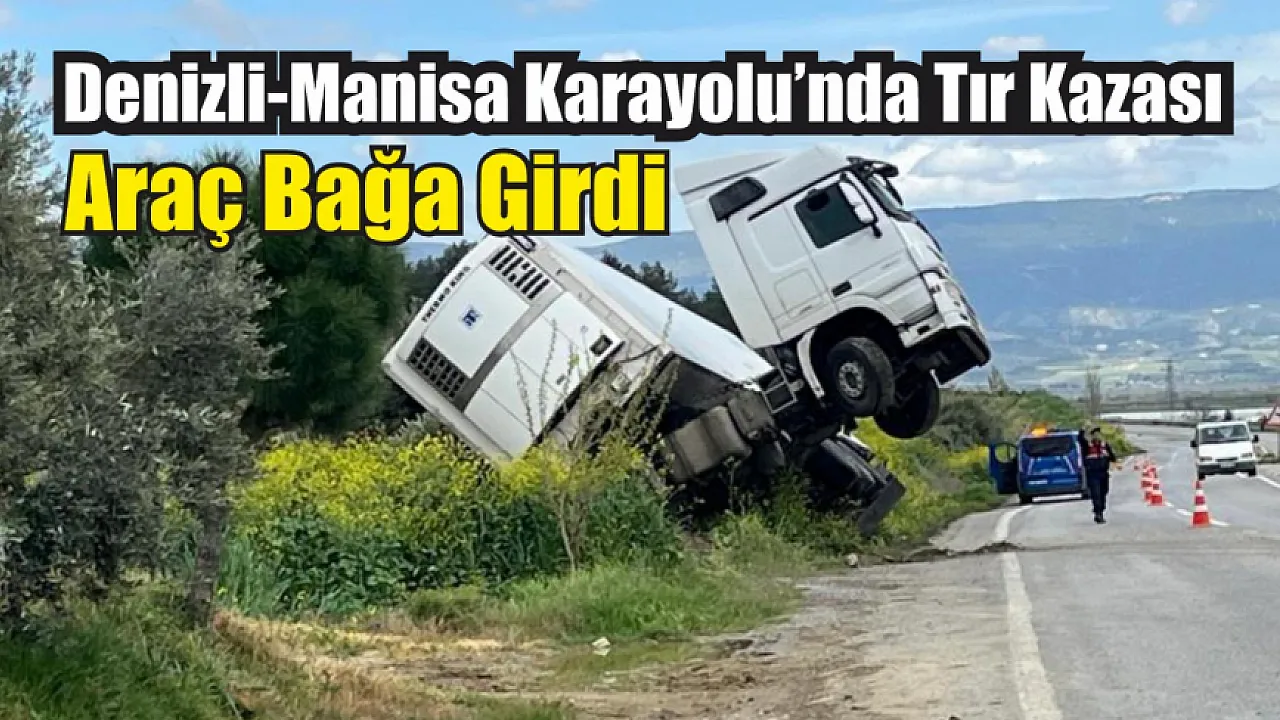 Denizli-Manisa Karayolu'nda Tır Kazası: Araç Bağa Girdi