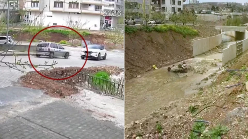 Şanlıurfa Karaköprü'de freni çekilmeyen otomobil dereye uçtu