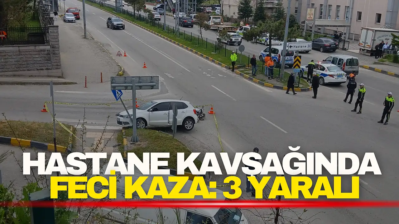Hastane Kavşağında Feci Kaza: 3 Yaralı