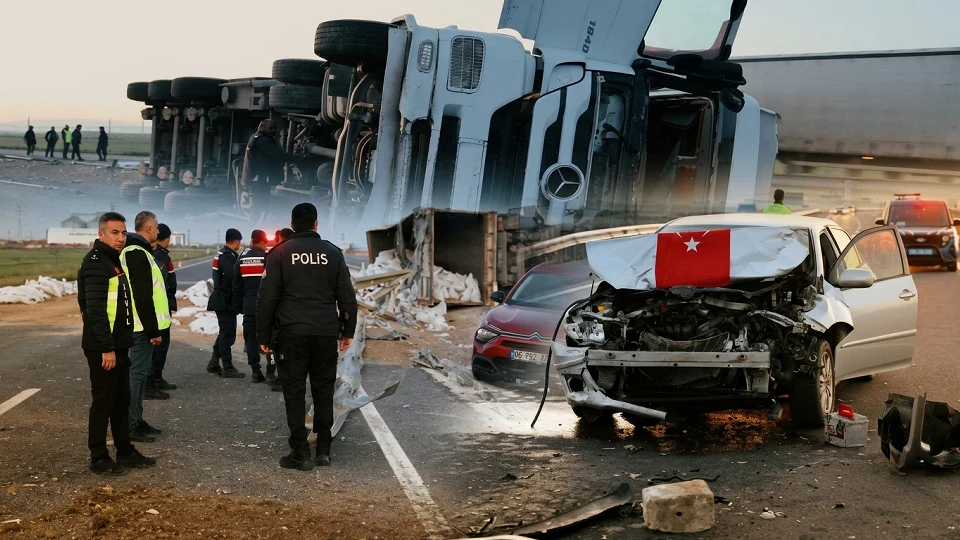 Aksaray'da zincirleme trafik kazası: Tır devrildi, yardıma koşan 6 kişiye otomobil çarptı | Aksaray Haberleri