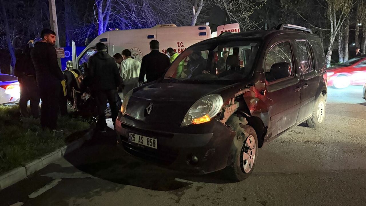 Erzurum’da motosikletle ticari aracın çarpıştığı trafik kazasında 1 ağır yaralı