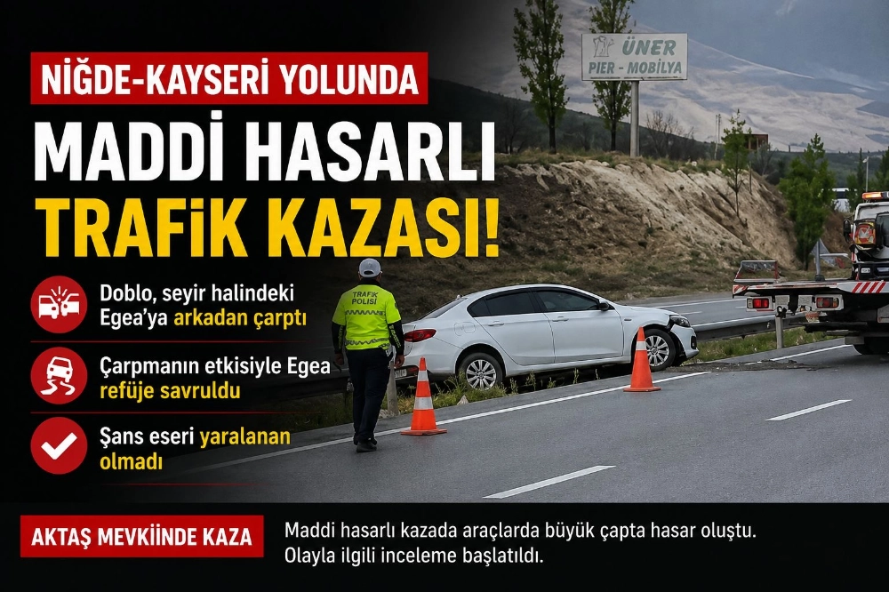 NİĞDE-KAYSERİ YOLUNDA KORKUTAN KAZA: ARAÇ REFÜJE SAVRULDU