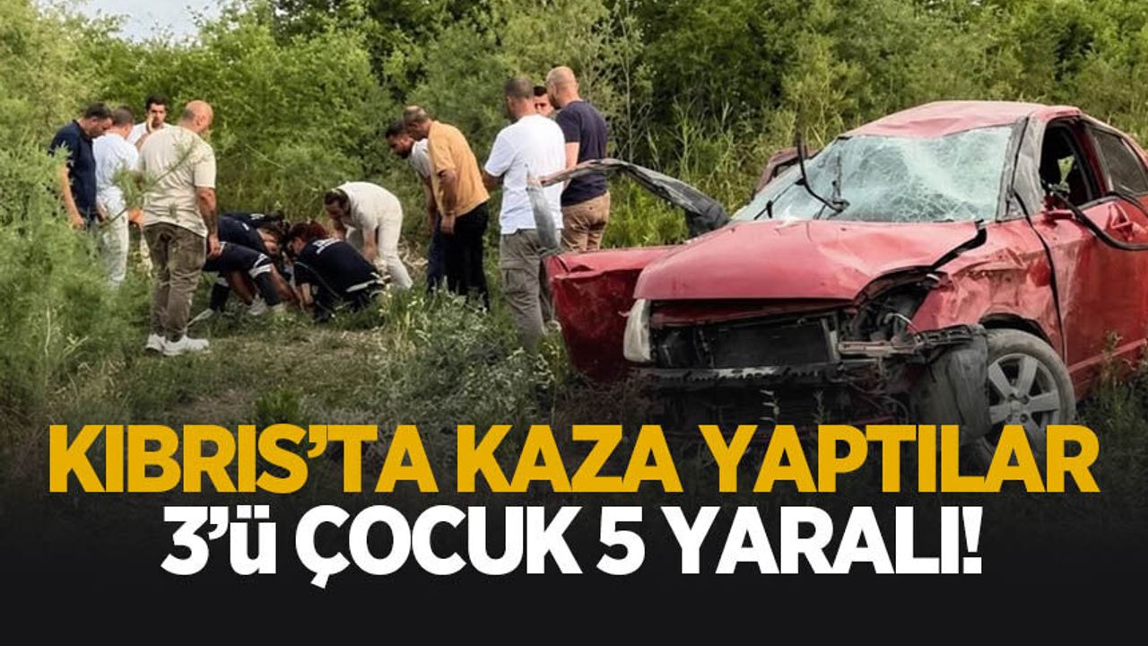 Kıbrıs'ta kaza yaptılar; 5 yaralı