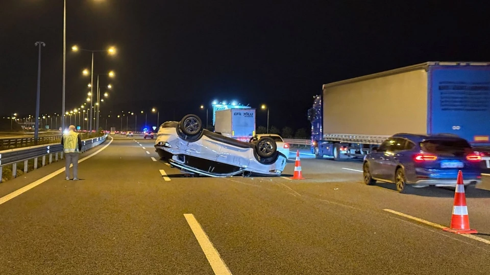 Kuzey Marmara Otoyolu’nda kaza: SUV takla attı, hamile kadın hastaneye kaldırıldı | YEREL HABERLER