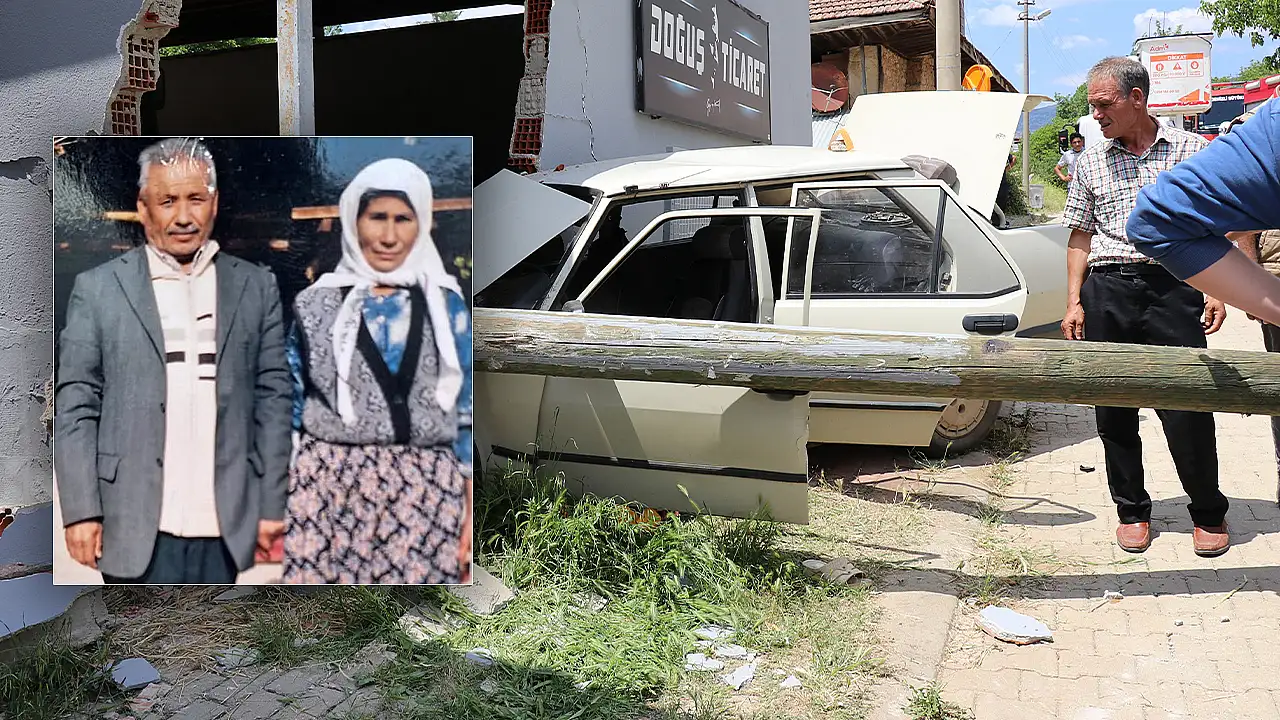 Direksiyon hakimiyeti kaybolan araç duvara çarptı, karı koca can verdi