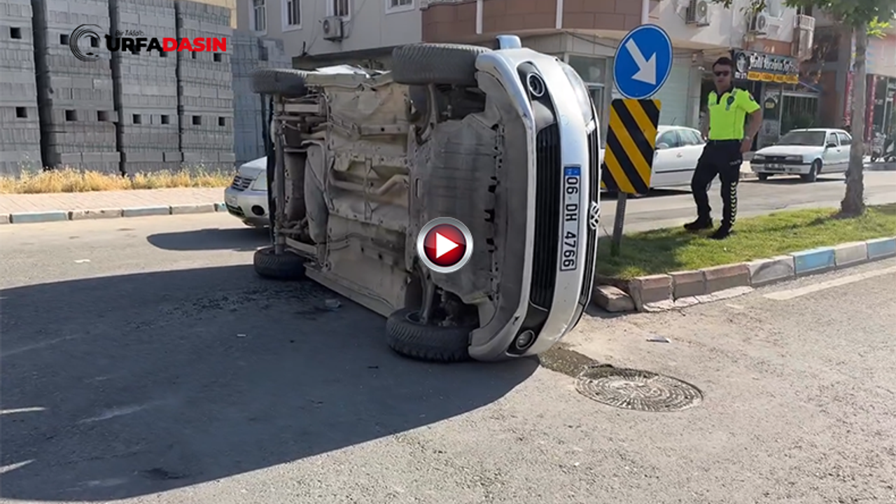 Şanlıurfa'da Çarpışan İki Araçtan Biri Yan Yattı: 2 Yaralı
