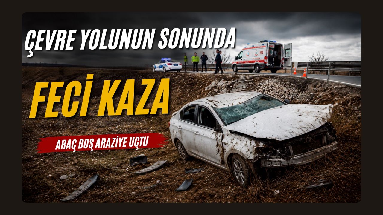 Çevre Yolunda Feci Kaza! Araç Boş Araziye Uçtu