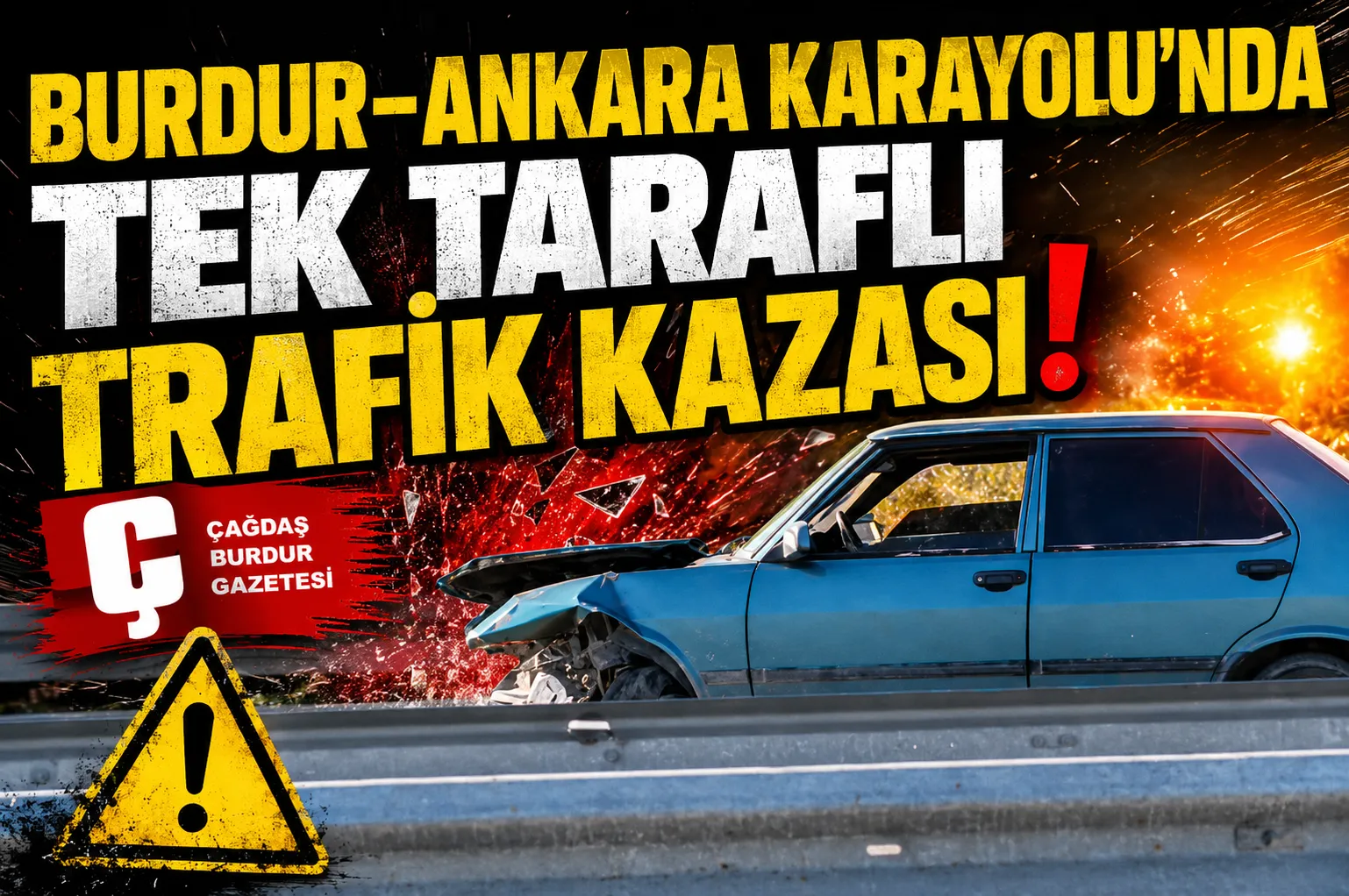 BURDUR-ANKARA KARAYOLU'NDA TEK TARAFLI TRAFİK KAZASI