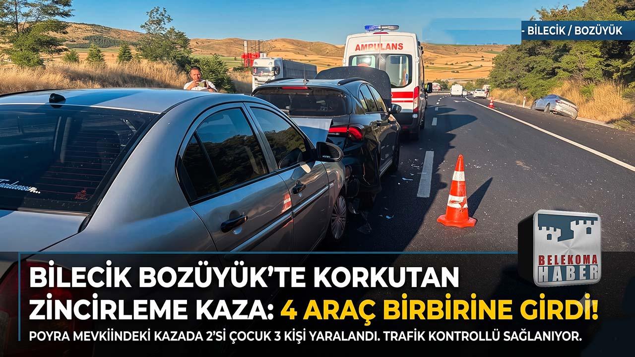 Bilecik’te 4 Aracın Karıştığı Zincirleme Kazada Facianın Eşiğinden Dönüldü