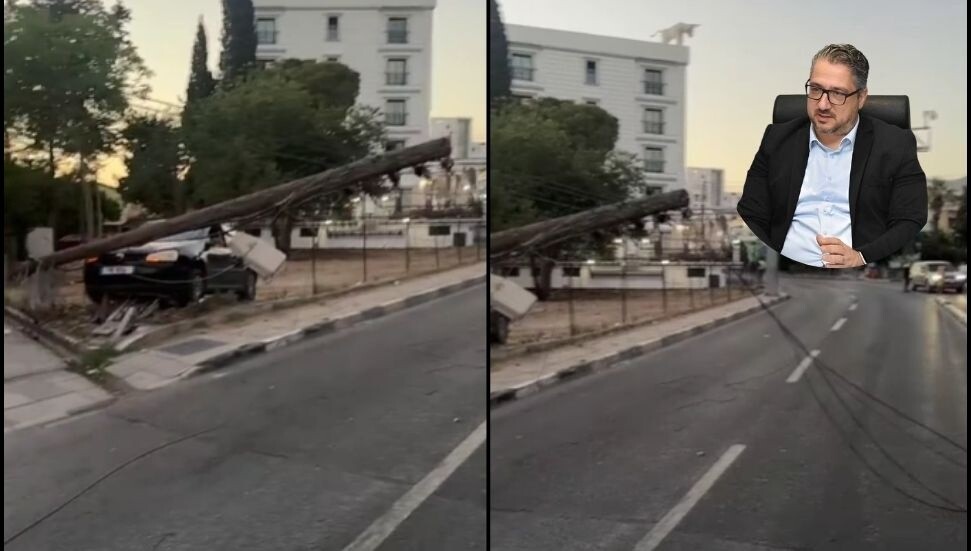 Şenkul: Trafik kazası nedeniyle elektrik direği yola devrildi, zor bir gün bizi bekliyor