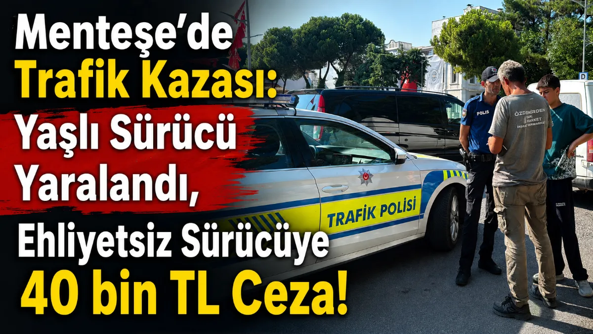 Menteşe’de Trafik Kazası: Yaşlı Sürücü Yaralandı, Ehliyetsiz Sürücüye 40 bin TL Ceza!
